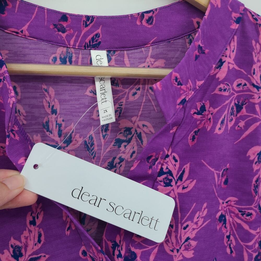 NWT Dear Scarlett Lizzy Top Navy Magenta Floral Flowy Cottagecore Boho Chic - 2X - Picture 4 of 10
